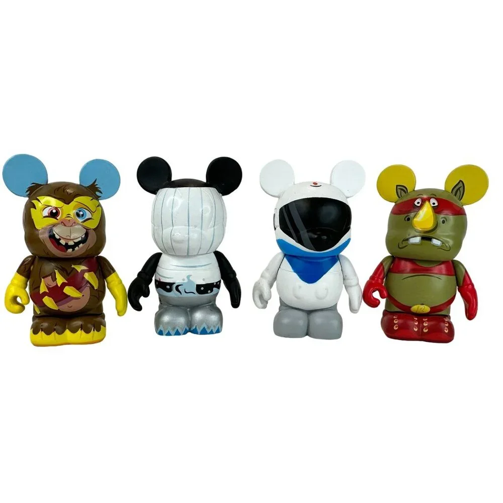 Disney Vinylmation Zooper Heroes Set Of 4 Chimp Rhinos Astronaut & Striped Mouse